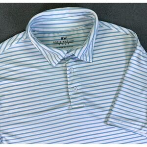 Rorie Whelan Polo Shirt Mens Medium White Blue Performance Golf Country Club